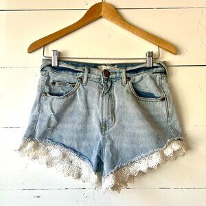 Free People Denim Shorts with Lace size 27